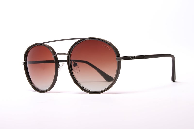 VEGAS Full Rim Round Men Saddle Brown  Sunglasses V2043 C6 - Image 2